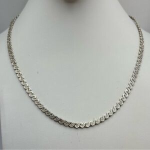 925 Sterling Silver Flat Curb Texture Chain Necklace 18” 18.67g Made in Canada
